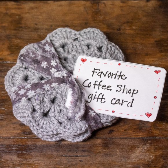Handmade set of 4 crochet grey drink coasters - Picture 1 of 6